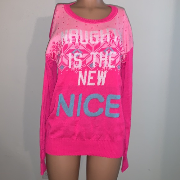 Lightweight Crew Neck Long Sleeve Knit Top “!Naughty is the New Nice” - Picture 3 of 17